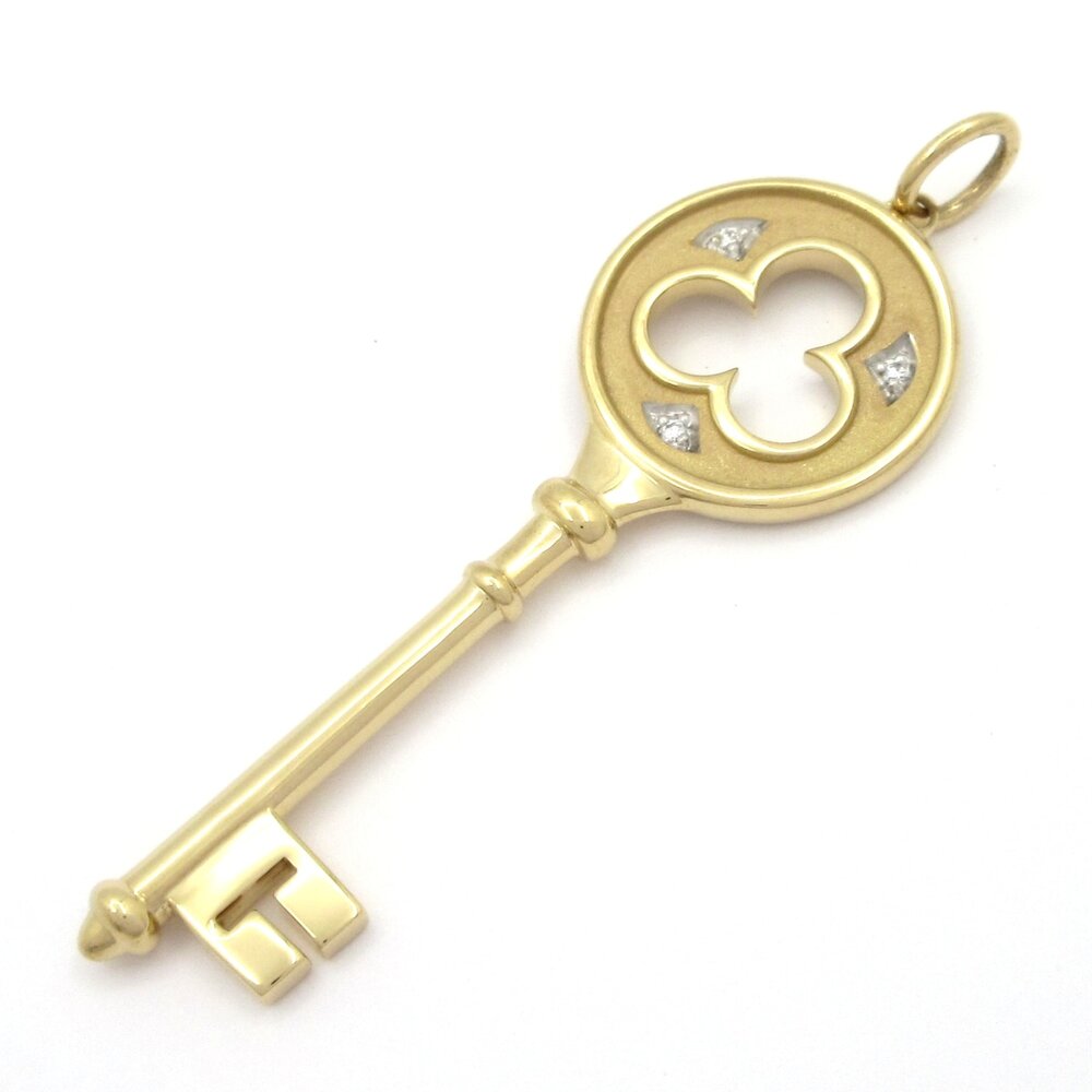 Tiffany & Co. Clover Key Pendant Head 18K Yellow Gold Diamond